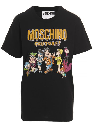 Moschino The Flintstones Cotton T-shirt In Black