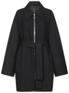 Givenchy Double Face Wool Blend Belted Zip Coat