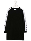 CHIARA FERRAGNI BLACK SWEATER DRESS IN WOOL BLEND WITH WHITE BAND WITH LOGO