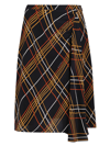 Marni Draped Checked Silk Crepe De Chine Skirt