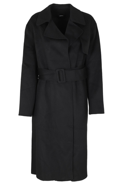 Theory Belted Straight Hem Coat In Black