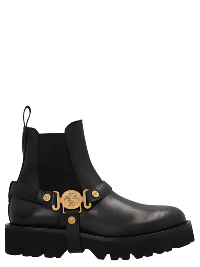 Versace Biggie Medusa Harness Chelsea Boot In Nero