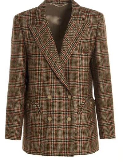 Blazé Milano Barracuda Everynight Double-breasted Checked Wool Blazer In Brown
