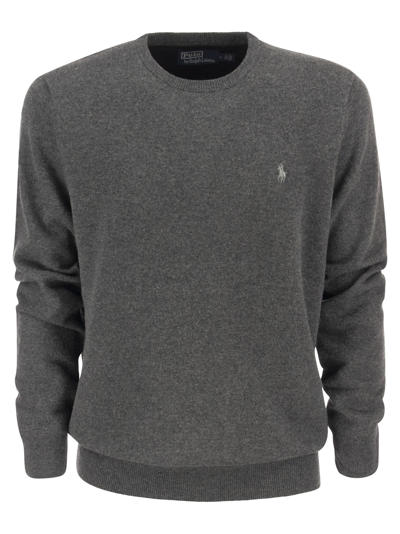 Polo Ralph Lauren Crew-neck Wool Sweater In Grey