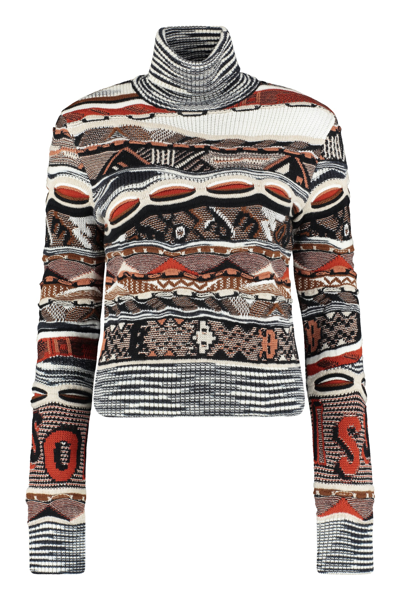 Missoni Argyle Turtleneck Wool Sweater In Multicolor