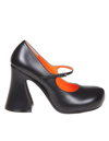 Marni Mary Jane Shoes In Leather With Strap In Nero