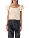 Sea New York Calliope Cable Knit Flutter Sleeves Cardigan In Cream