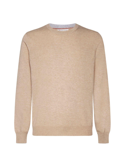 Brunello Cucinelli Crewneck Long-sleeved Jumper In Neutrals