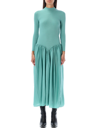Stella Mccartney Ribbed Wool Dress In Peacock