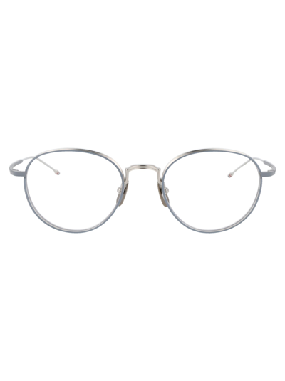 Thom Browne Tb-119 Glasses In 01 Silver - Grey W/ Clear
