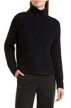 Vince Rib Cashmere Turtleneck Sweater In Coastal Blue