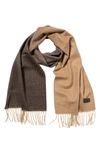 Hickey Freeman Ombré Cashmere Scarf In Camel/ Brown