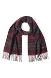 Hickey Freeman Cashmere Plaid Scarf In Bordeaux