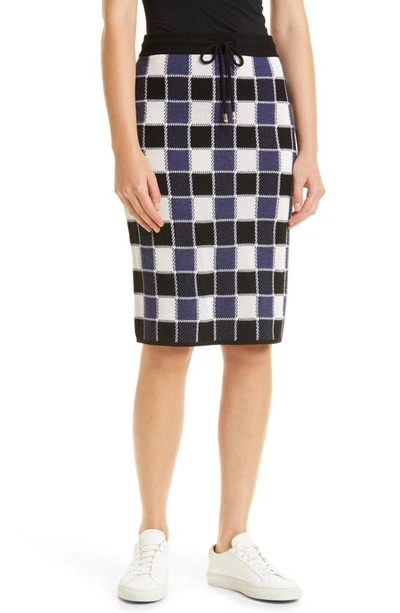 Hugo Boss Wool-blend Pencil Skirt With Check Pattern In Patterned