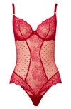 Dita Von Teese Fiamma Underwire Bodysuit In Rose Red