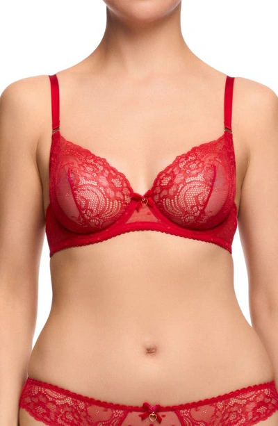 Dita Von Teese Fiamma Underwire Balconette Bra In Rose Red