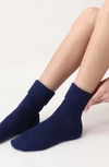 Oroblu Hilda Wool & Cashmere Blend Crew Socks In Marine