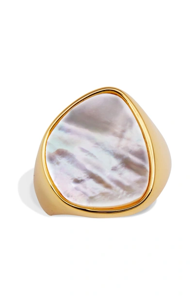 Savvy Cie Jewels 18k Gold Pl. Fresh Shell Ring In Yellow