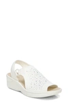 Bzees Star Bright Knit Wedge Sandal In White Rhinestone Fabric