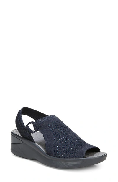 Bzees Star Bright Knit Wedge Sandal In Navy Rhinestone Fabric