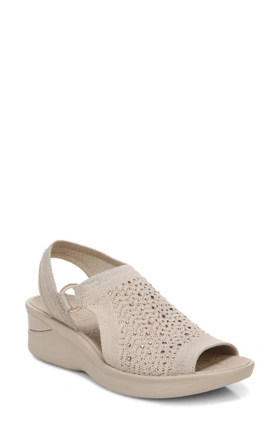 Bzees Star Bright Knit Wedge Sandal In Barely Beige Shimmer Fabric