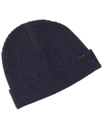 Bruno Magli Plaited Ribbed Cashmere Beanie In Blue