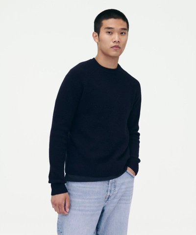 Naadam Cashmere Waffle Crewneck Sweater In Invisible Navy