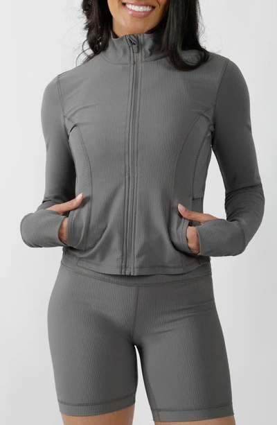 90 Degree By Reflex Rib Interlink Zip Front Active Jacket In