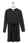 Maxstudio Fit & Flare Sweater Dress In Black/ Charcoal Coin