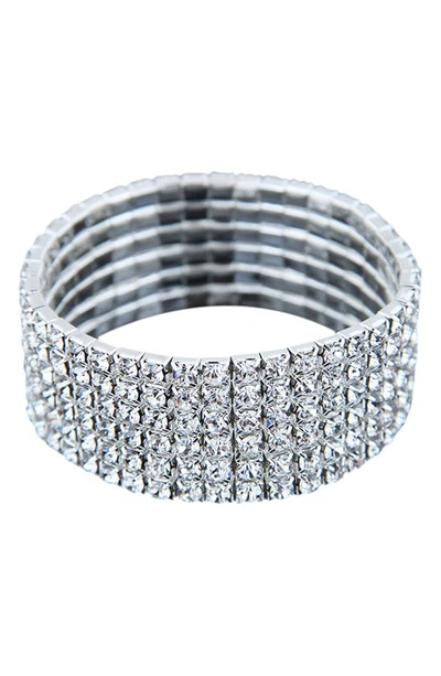 Adornia Stretch Crystal Wide Bracelet In Silver