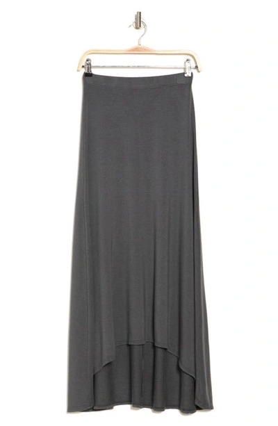 Go Couture Asymmetric Hi-low Skirt In Charcoal Print 3