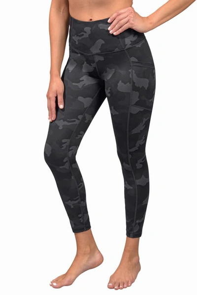 90 Degree By Reflex Lux Camo Side Pocket Leggings In Camo Black