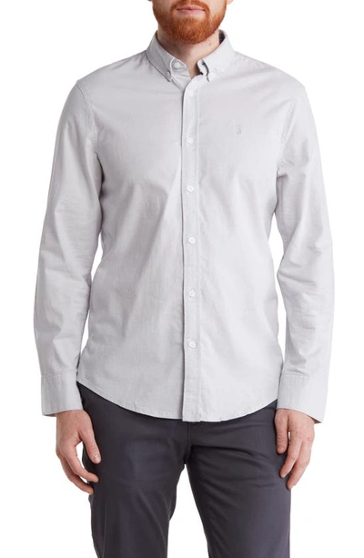 14th & Union Stretch Cotton Oxford Button-down Shirt In Grey Silk- White Oxford