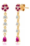 Gabi Rielle Modern Touch Collection 14k Over Silver Cz Daisy Drop Earrings In Gold