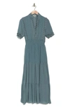 max studio emerald green dress Max Studio Smocked Flutter Sleeve Maxi Dress In Dark Green Floral