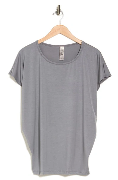 Go Couture Cap Sleeve Dolman Tee In Charcoal Print 1