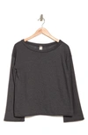 Go Couture Spring Crewneck Long Sleeve Sweater In Charcoal