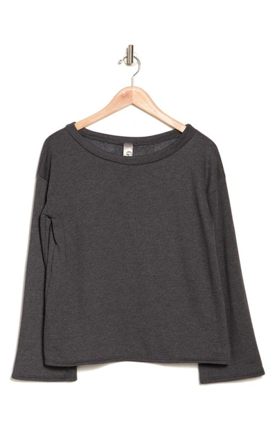 Go Couture Spring Crewneck Long Sleeve Sweater In Charcoal