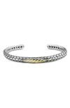 Samuel B. Sterling Silver & 18k Yellow Gold Scale Pattern Bangle Bracelet In Silver And Gold