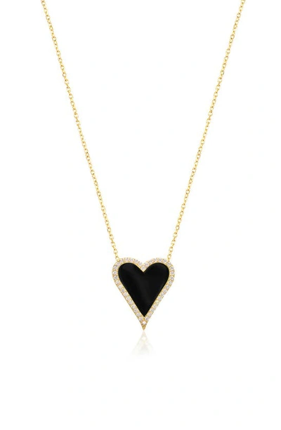 Gabi Rielle Women's Cubic Zirconia & Enamel Pave Border Heart Pendant Necklace In Gold