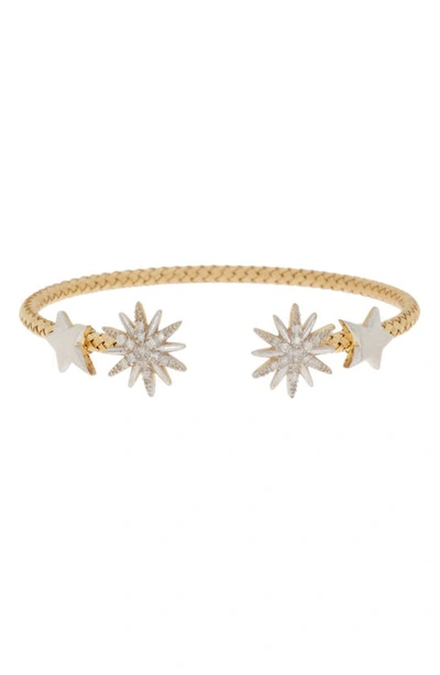 Meshmerise 18k Gold Plated Diamond Bangle Bracelet In Yellow Gold