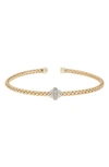 Meshmerise 18k Gold Plated Two-tone Diamond Bangle Bracelet In Yellow Gold