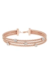 Meshmerise 18k Gold Plated Stainless Steel Diamond Bangle Bracelet In Rose Gold