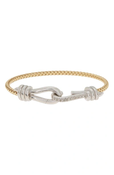 Meshmerise 18k Gold Plated Diamond Bangle Bracelet In Yellow Gold