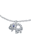 Lafonn Sterling Silver & Simulated Diamond Elephant Anklet In White/ Sapphire