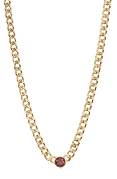 Meshmerise 18k Gold Plated Gem Necklace In Red Garnet