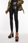 Topshop Maternity Leather Look Legging In Black In Black
