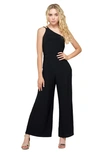 Un Deux Trois Kids' One-shoulder Wide Leg Jumpsuit In Black