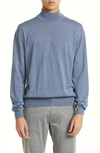 Canali Mock Neck Merino Wool Sweater In Light Blue