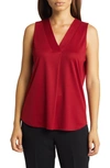 Anne Klein Harmony Pleat Neck Shell In Titan Red